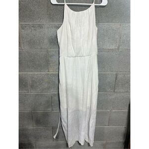 Tacera Womens Dress Large Sleeveless Light Beige Chiffon